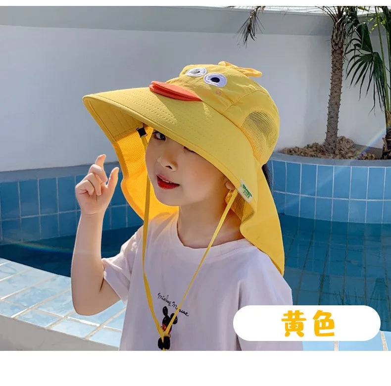 DANKEYISI Kids Bucket Hat Summer Sun Protection Large Brimmed Fisherman Hat Beach Animal Hat for Boys Girls Anti UV