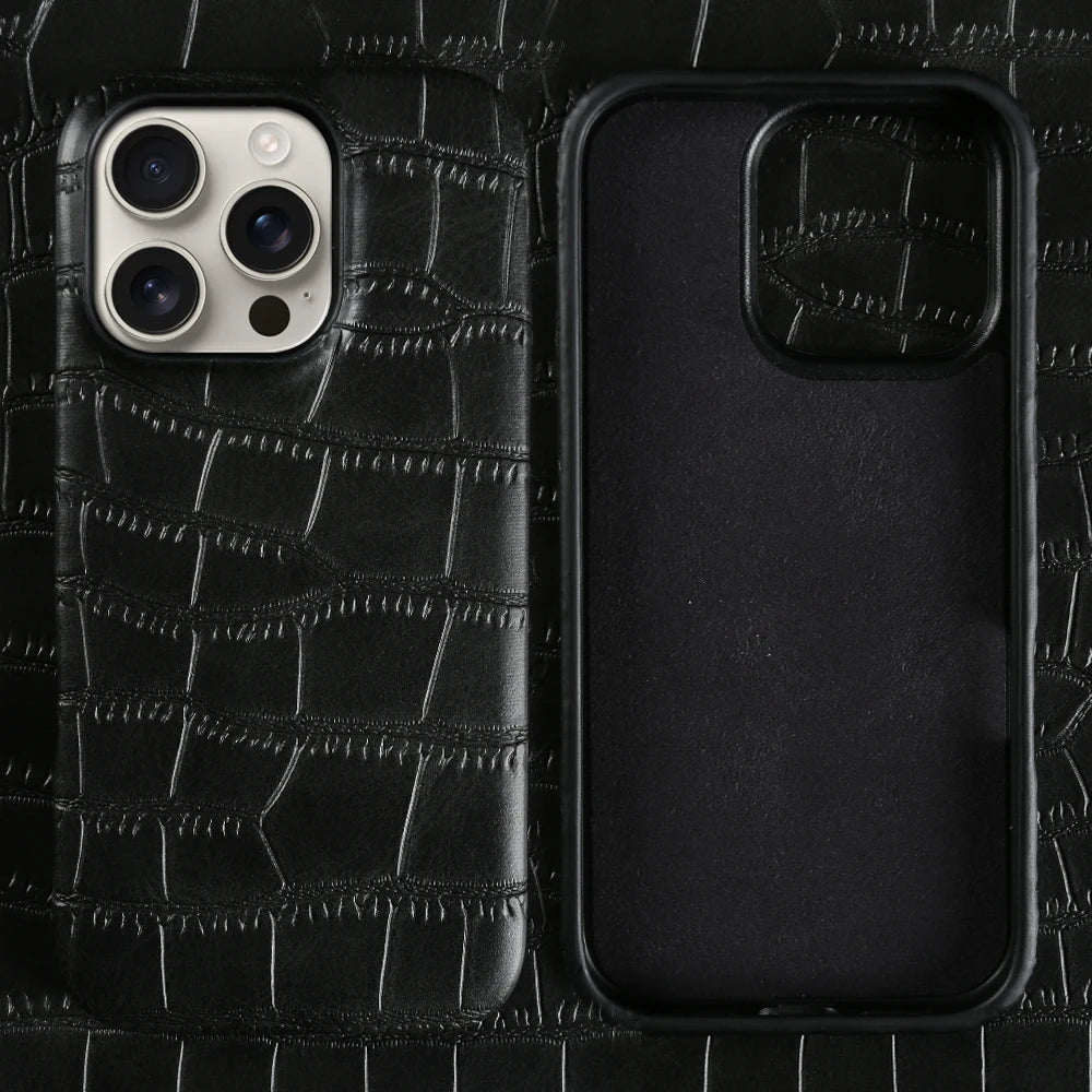 New Luxury Crocodile Leather Phone Case For iPhone 17 Air 16 15 14 Plus 13 12 11 Pro Max Shockproof Hard PC Protection Cover