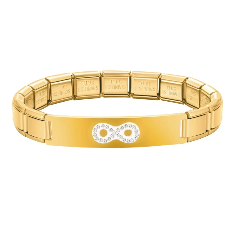 New Fashion Women Romantic Heart Star Zircon 9MM Width Stainless Steel Bracelet Bangle Girls Wedding Christmas Gift Jewelry