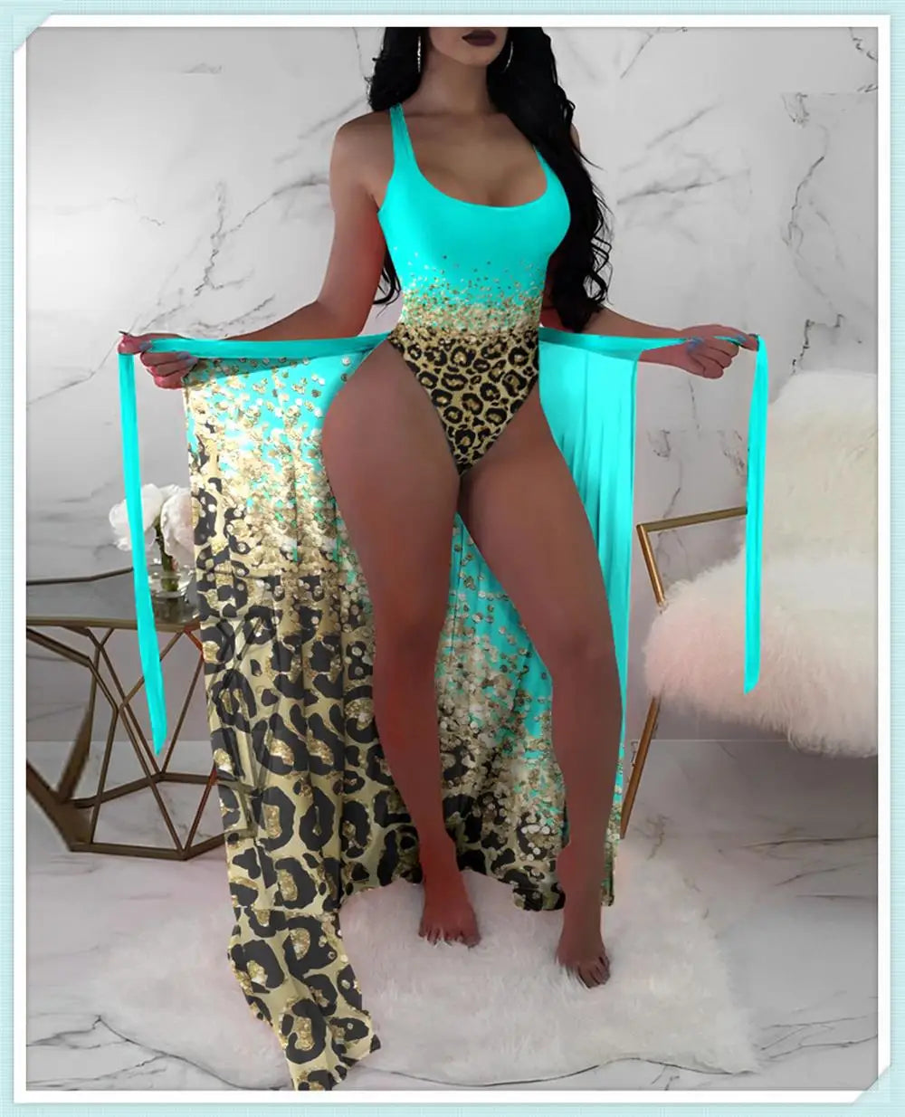 2 Piece Floral Print Bodysuit With Beach Skirt 2023 Women Padded Bikinis Swimwear Female Bathing Swimming Suit Summer Beachwear