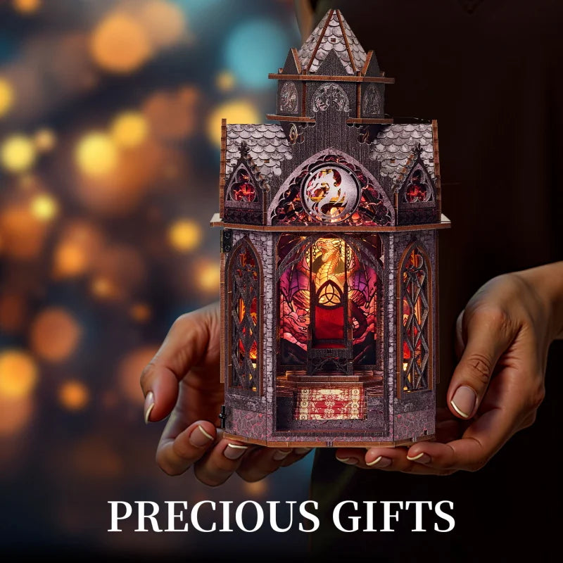 DIY Book Nook Kit Wooden Doll House 3D Puzzle Assembly Toy Home Bookend  Bookshelf Insert With Furniture Toys For Christmas Gift