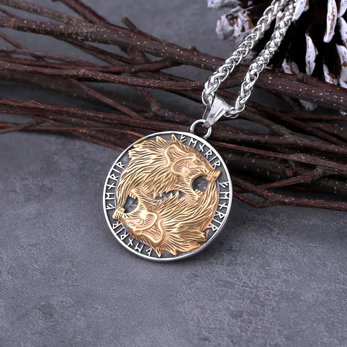 Vintage Nordic Vikings Odin Wolf Compass Rune Necklace Men's Stainless Steel Fashion Hip Hop Pendant Necklace Jewelry As A Gift