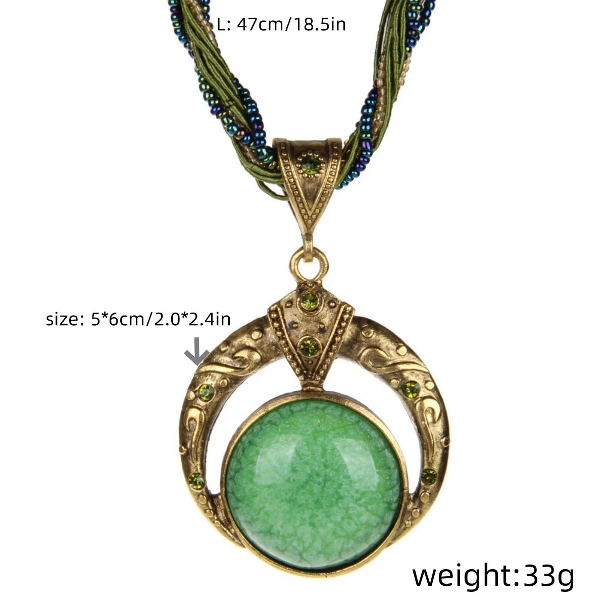 Vintage Necklace Jewelry Fashion Popular Retro Bohemia Style Multilayer Beads Chain Crystal Grain Pendant