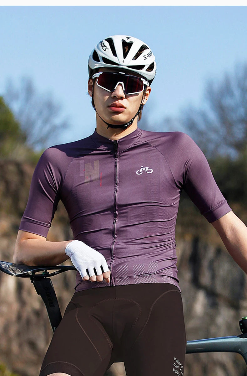 INBIKE Summer Men's Cycling Short Sleeve Bicycle Jersey Quick-Dry Road Bike Riding Shirt Man MTB Cycling Clothing with Pockets