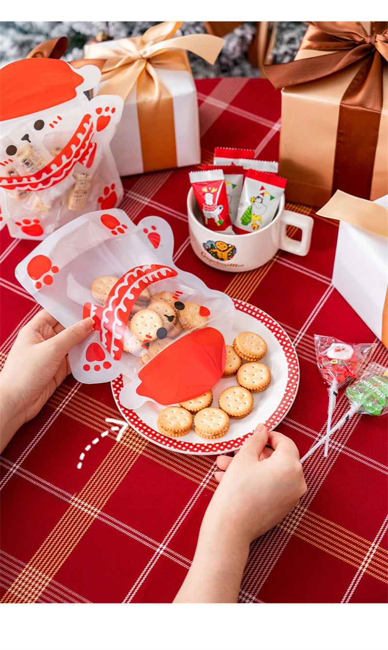 LBSISI Life 25pcs Ball Shape Christmas Gift Bag For Candy Chocolate Cookie Nougat Biscuit Packing Gift Tree Santa Zipper Bags