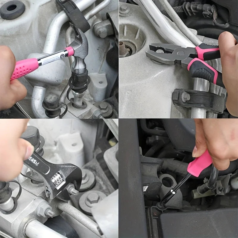 Pink Home Repair Tool Kit - Ideal for DIY Projects & Emergency Car Maintenance - Perfect Christmas Gift for Women, DIY Tool Kit