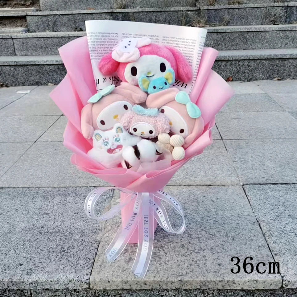 MINISO Anime Hello Kitty Kuromi Bouquet Cinnamoroll  Anime Plush Doll Toy  Valentine's Day Birthday Christmas Gift
