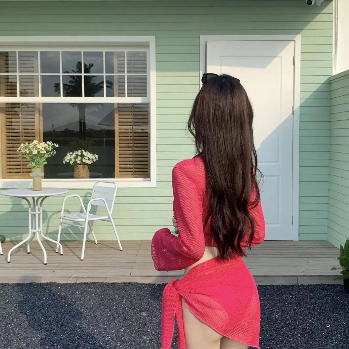 Sexy 4 Piece Lace Up Bikinis Set Women Swimsuit Solid Long Sleeve Cover Up with Skirt Swimwear New Push Up Bathing Suit Bikini