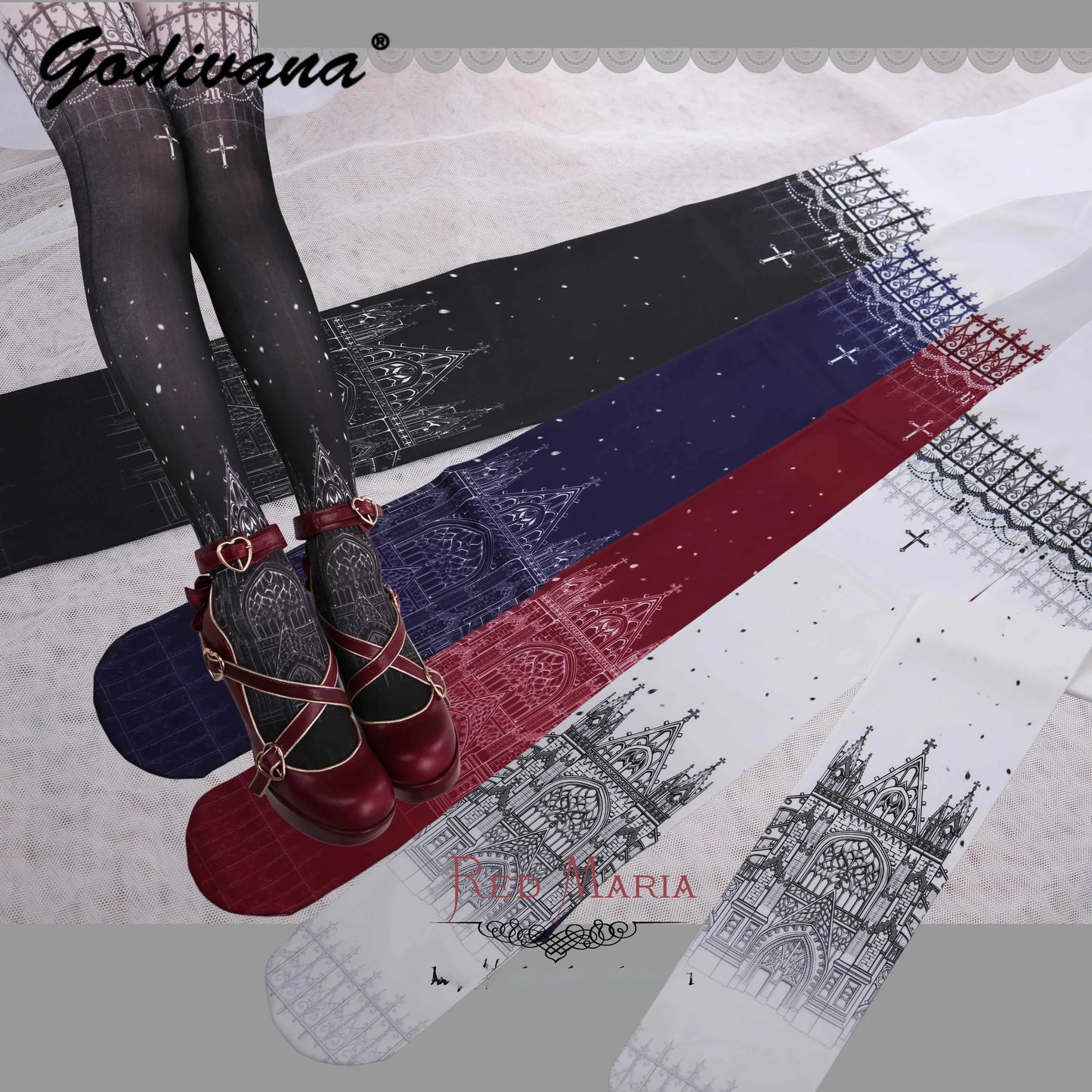 original Lolita Women Stockings Retro Cotton Socks Female Girls Lo Gothic Style Duplex Printing Pantyhose Sweet Tights Leggings