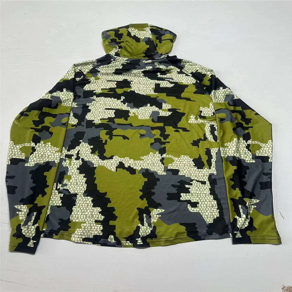 Long Sleeve Fishing Hoodie for Men Anti-UV Sun Protection Clothes Fish Shirt Hunting Jungle Camouflage Jersey UPF 50 + New