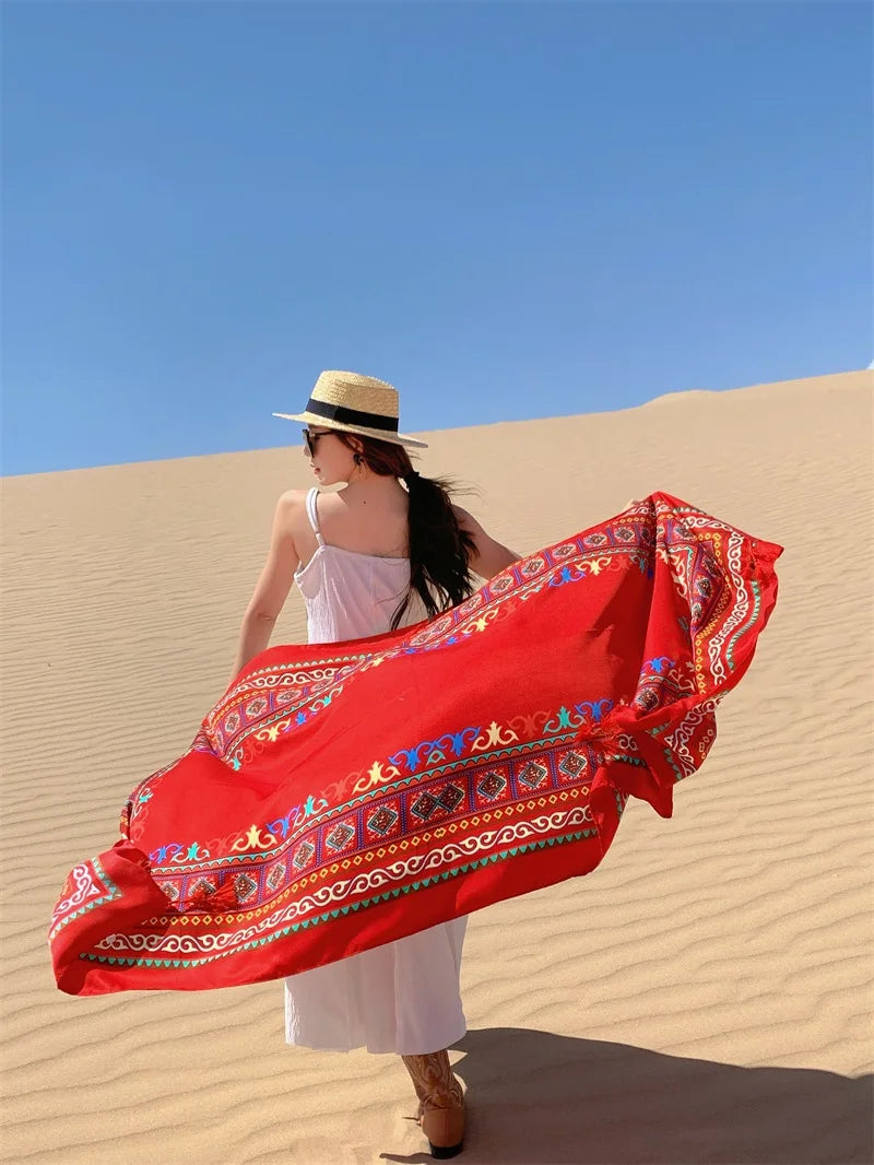 Travel Beach Sunscreen Scarves for Women Bikini Large Sarong Wrap Scarf Brazilian Swimsuit Bathing Cover-ups 17 Styles 90x180cm