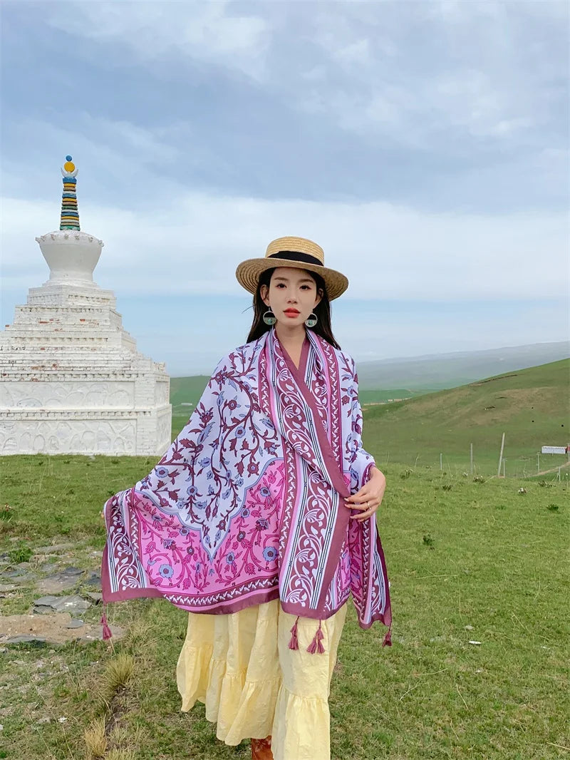 Travel Beach Sunscreen Scarves for Women Bikini Large Sarong Wrap Scarf Brazilian Swimsuit Bathing Cover-ups 17 Styles 90x180cm