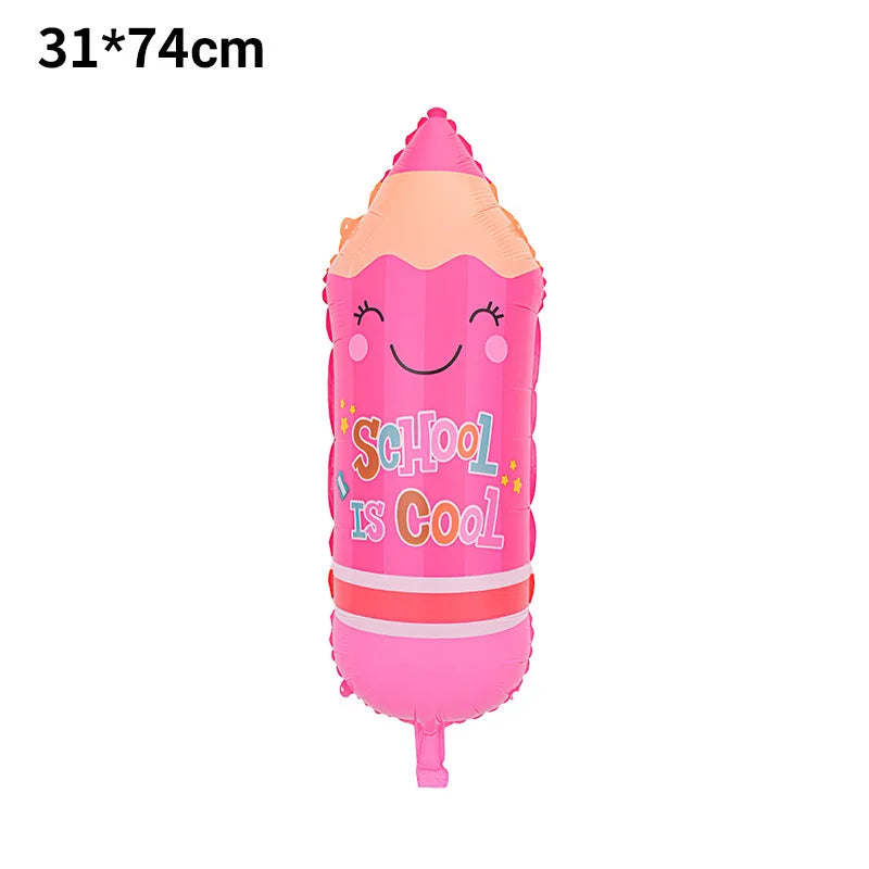 Back To School Student Stationery Bus Schoolbag Rubber Pencil Foil Balloon Babyshower Decoration Child Birthday Party Globos