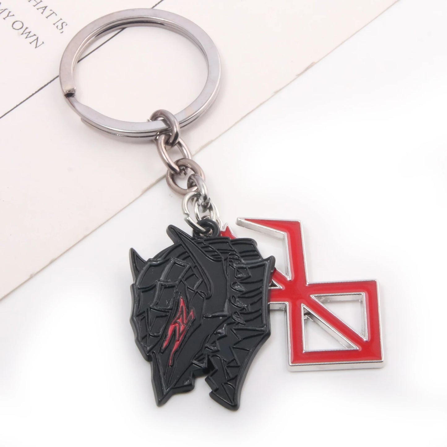 Cartoon Keychain Guts Helmet Key Chain Keyring Fashion Keychains for Men Women Anime Accessories Car Key Ring Pendant llaveros