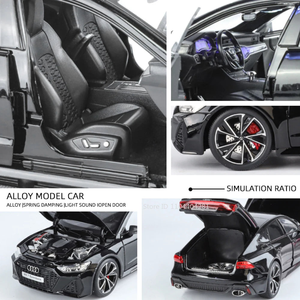 1:18 RS7 Range Rover Alloy Car Model Diecast Toy Sound Light 6 Doors Opened Shock Absorption Miniature Vehice Kid Christmas Gift