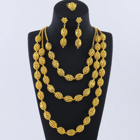 necklace and earrings rings set for women luxury jewelry nigeria bridal  Wedding party jewellery set accessories