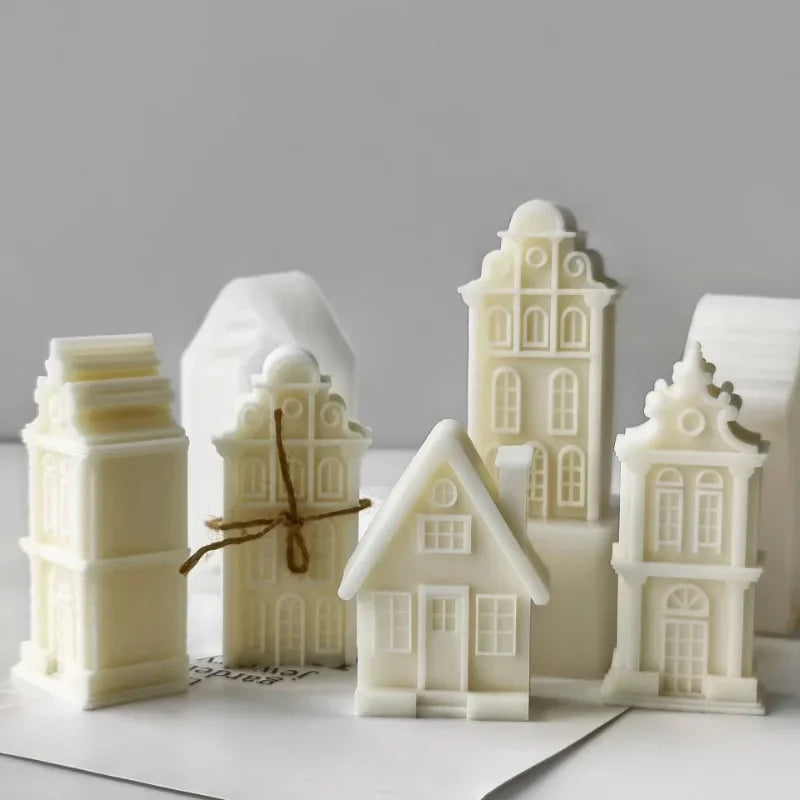 2025 Christmas House Silicone Candle Mold 3D Castle Villa Crafts Resin Gypsum Cement Mould Christmas Gift Festival Decoration