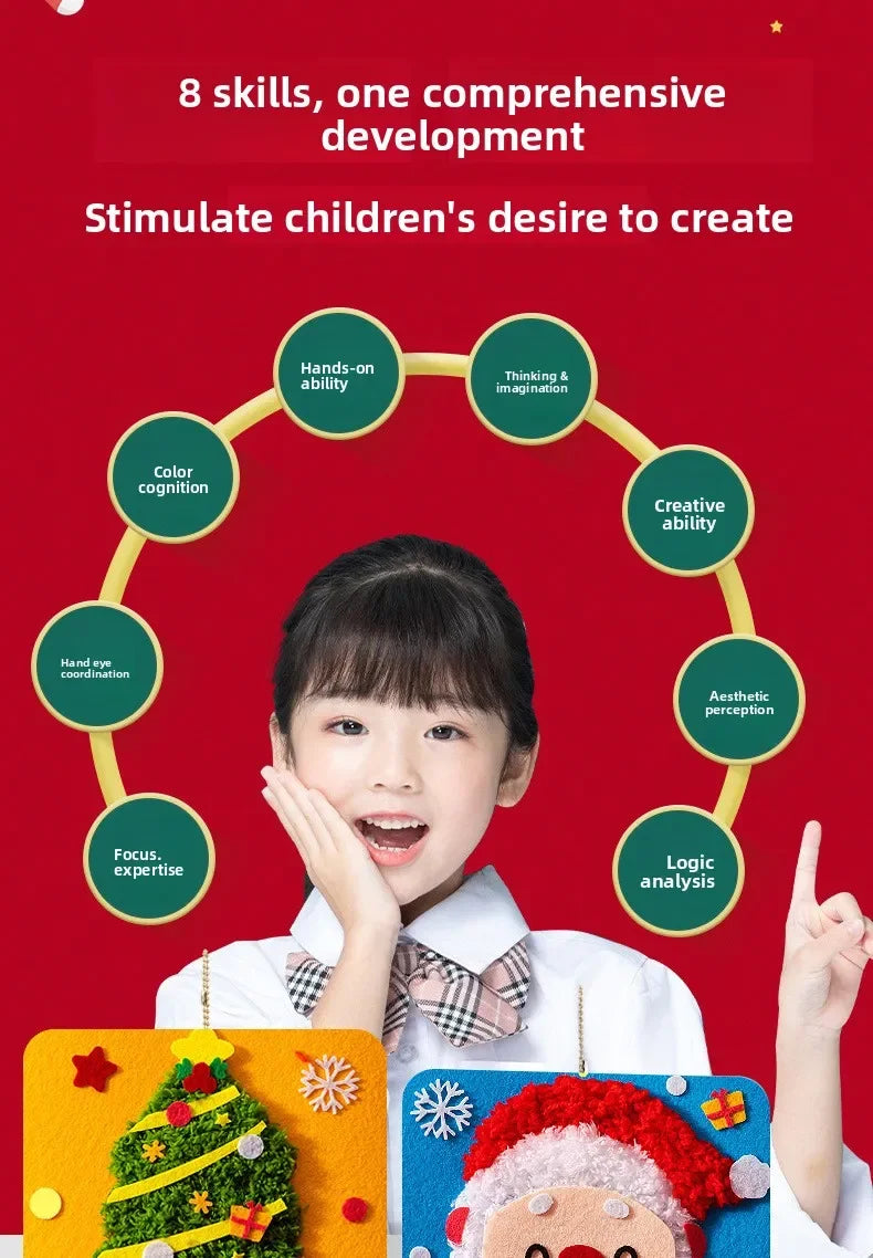 1-10PCS Christmas Gift DIY Felt Sewing Kit for Kid Handicraft Activity Preschool Toy Thread Painting Educational Craft Materials