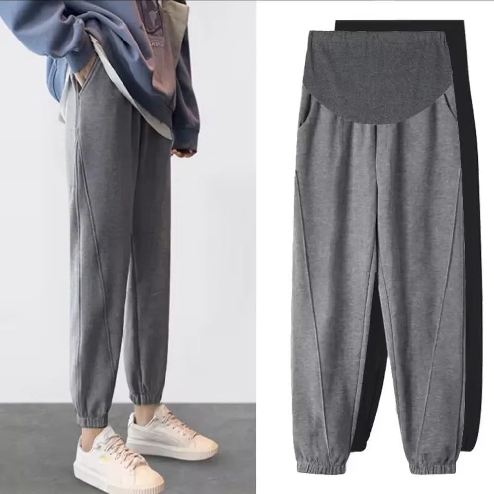 Autumn Sports Casual Cotton Maternity Pants Loose Straight Jogger Trousers Clothes for Pregnant Women Pregnancy