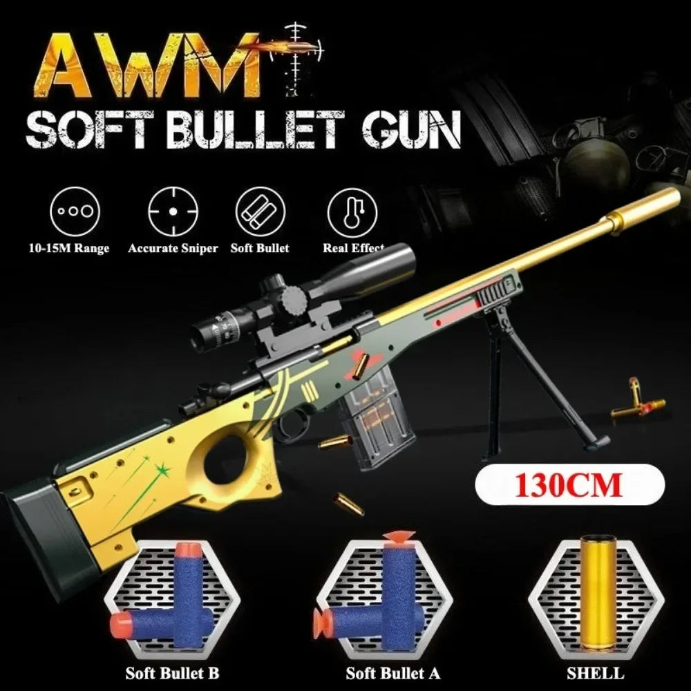 Awm Manual Launchable Safety Shell-Throwing Soft Bullet Toy Gun Sniper Rifle Outdoor CS Shoot Game for Adult Boy Christmas Gift