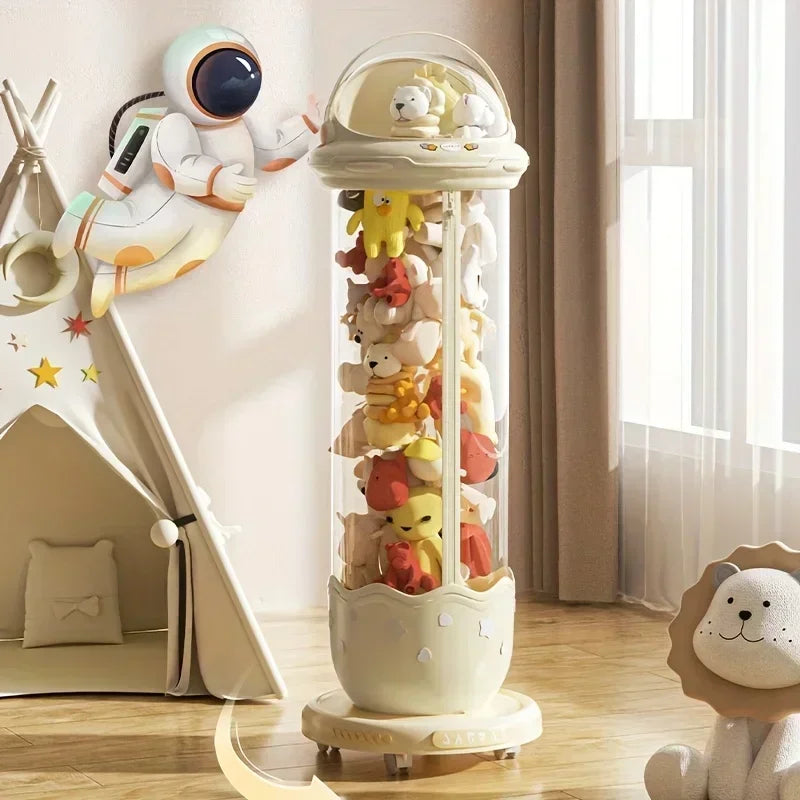 Astronaut Doll Storage Box Children's Plush Toys Storage Boxes Transparent Plastic Stuffed Home Storages Organization Zipper Bin