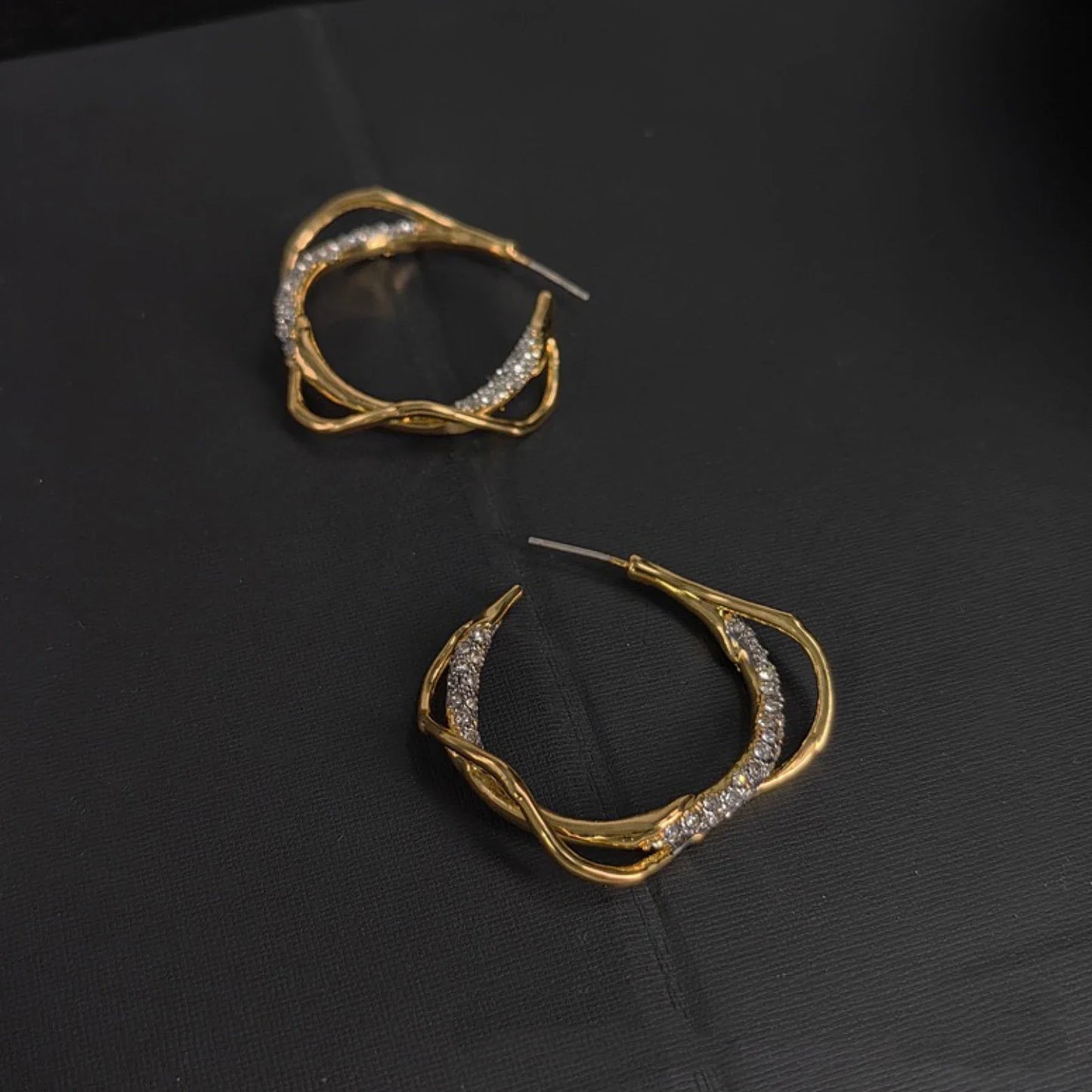 Europe Designer Crystal Zircon Gold Silver Round Big Earrings Women Luxury Sparkling Jewelry Trend