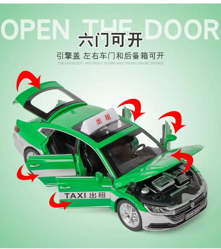 1:32 Volkswagen CC Taxi Car Model Alloy Car Die Cast Toy Car Model Sound Light Children's Toy Collectibles Christmas gift ﻿A563