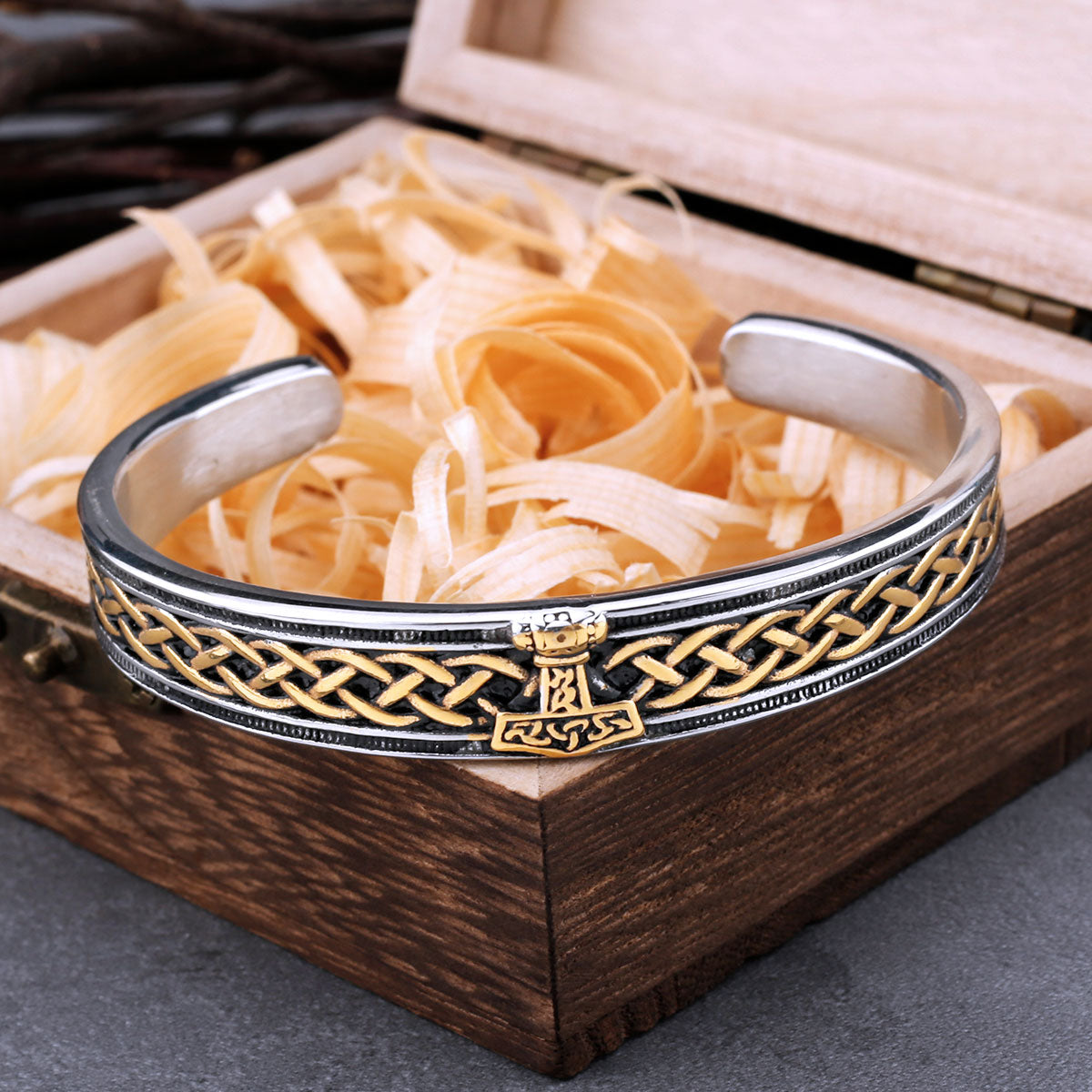 Stainless Steel Vikings Hammer Bracelet for Men Women Stainless Steel Celtic Knot Amulet Wristband Cuff Bracelet Nordic Jewelry