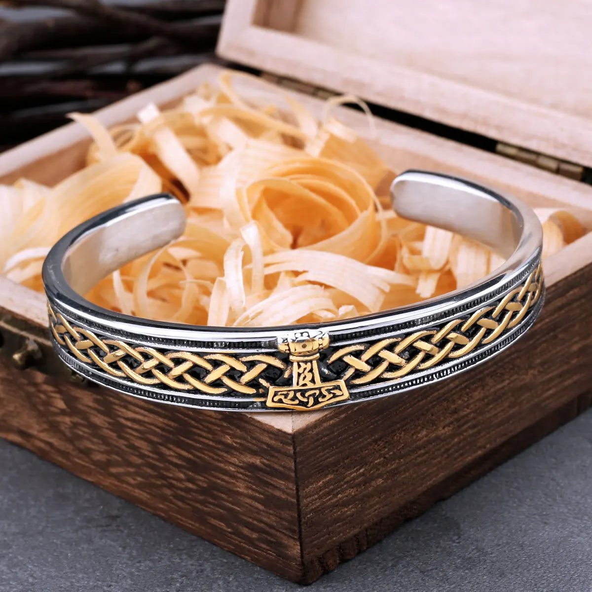 Stainless Steel Vikings Hammer Bracelet for Men Women Stainless Steel Celtic Knot Amulet Wristband Cuff Bracelet Nordic Jewelry
