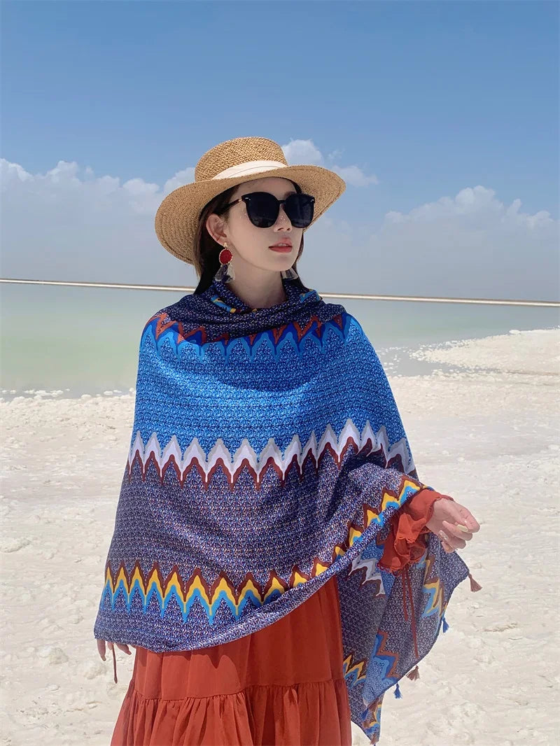 Travel Beach Sunscreen Scarves for Women Bikini Large Sarong Wrap Scarf Brazilian Swimsuit Bathing Cover-ups 17 Styles 90x180cm