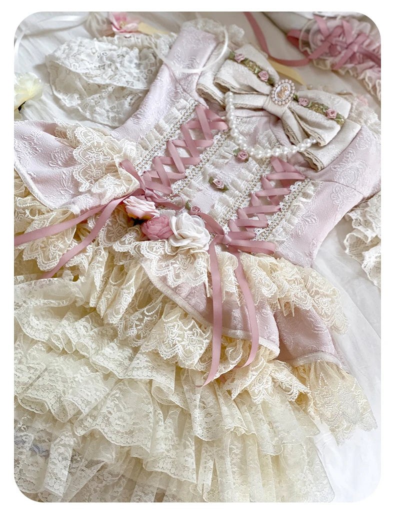 Original Romantic Atmosphere Cute Girls Skirt Sets 2025 Spring and Summer Sweet Lolita Tube Top Slim Top and Skirt 2-piece Set