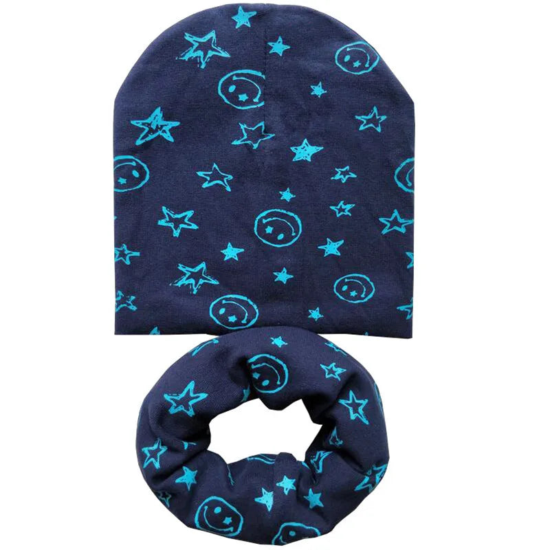 Star Print Cotton Baby Hat Autumn Winter Baby Girls Hat Boys Cap Toddlers Infant Cap Scarf Children Bonnet Hats