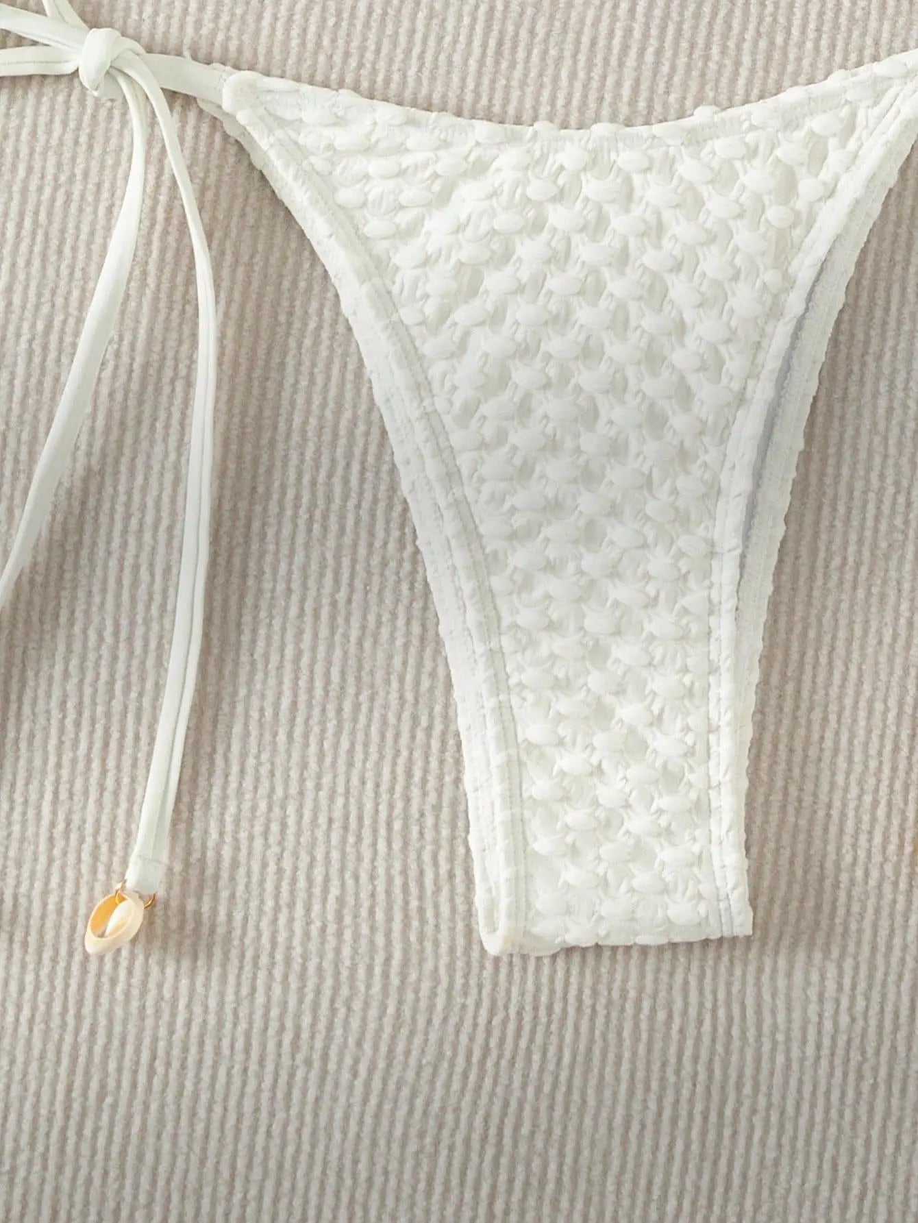 Sexy Bikini Set White Shell Designer Swimsuit 2025 New Halter Push Up Micro Bikinis Summer Bathing Suit Tie Side Thong Swimwear