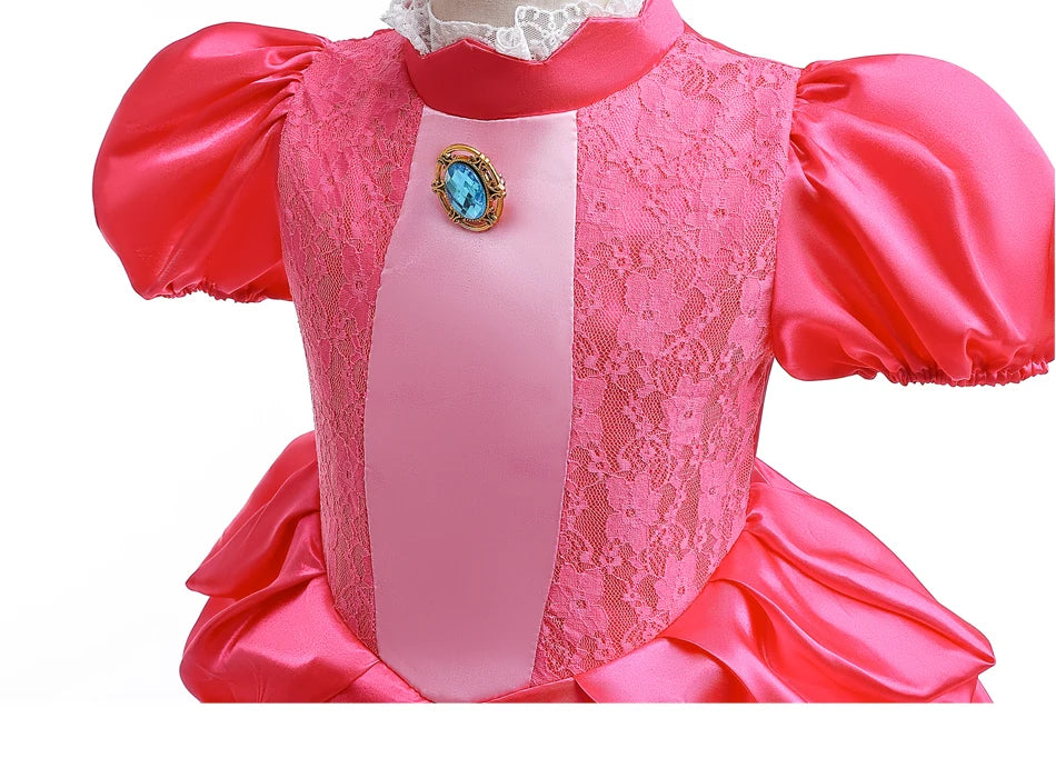 Peach Dress For Girls Cosplay Dress Up Princess Costume Halloween Game Role Play 4 6 8 10 Yrs Kid
