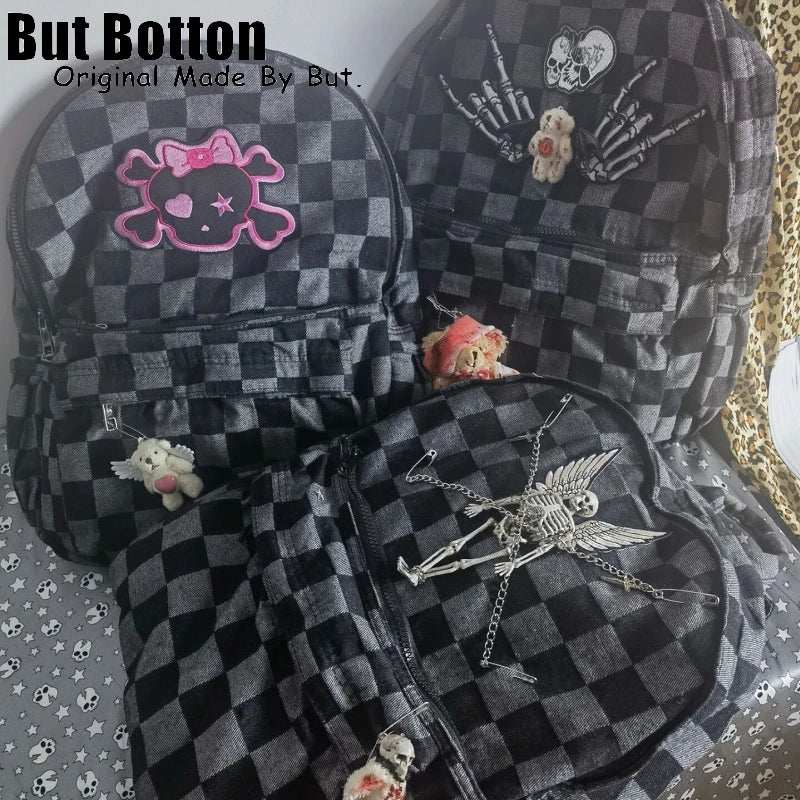 Men Women Streetwear Backpack large capacity Skull homestay y2k versatile hot girl goth punk bag student skeleton schoolbag