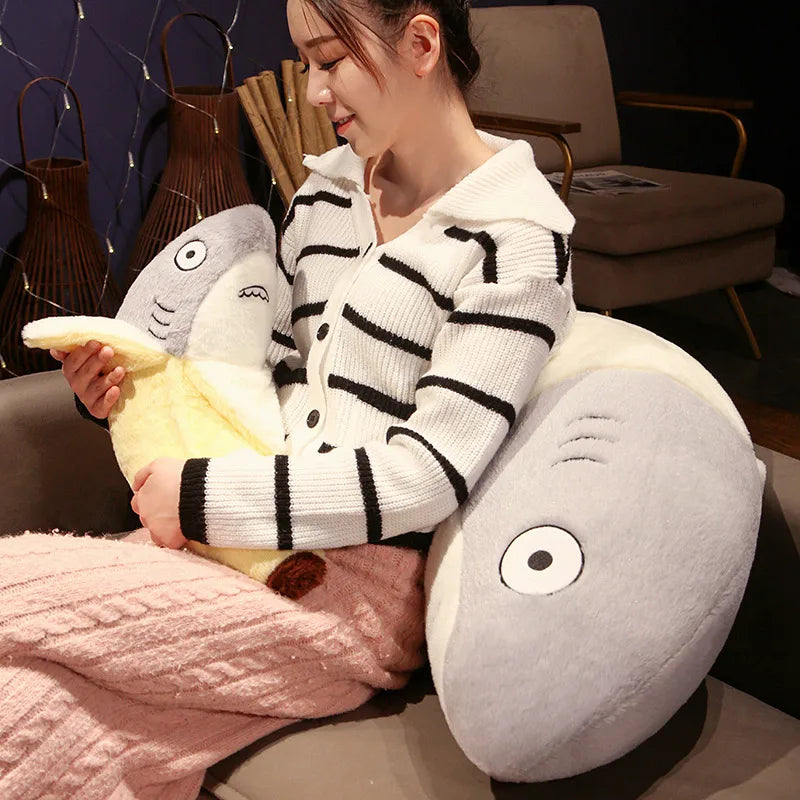 New Kawaii Transform Shark Banana Plush Toy Stuffed CuteShark Doll Animal Pillow Soft Cartoon Cushion Kid Christmas Gift