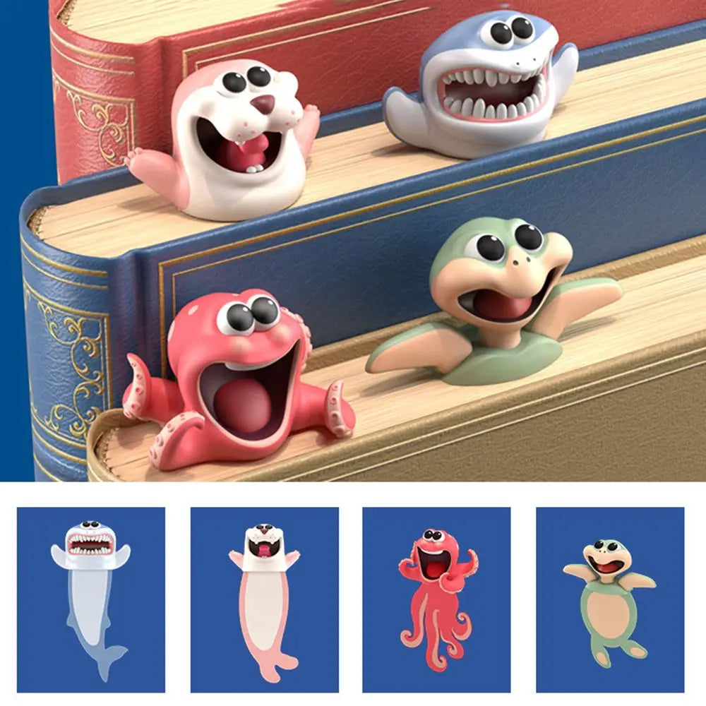 1PC 3D Cartoon Animal Bookmarks Ocean Series PVC Funny Marker Octopus Stereo Seal Creative Stationery for Children Gift Bookmark