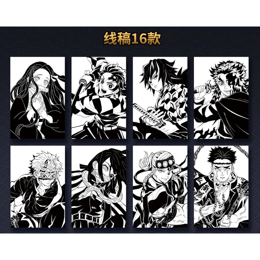 Demon Slayer Collection Card Black and White Tone Creative Line Draft Color Paper Card Encouraging Child's Christmas Gift Toys