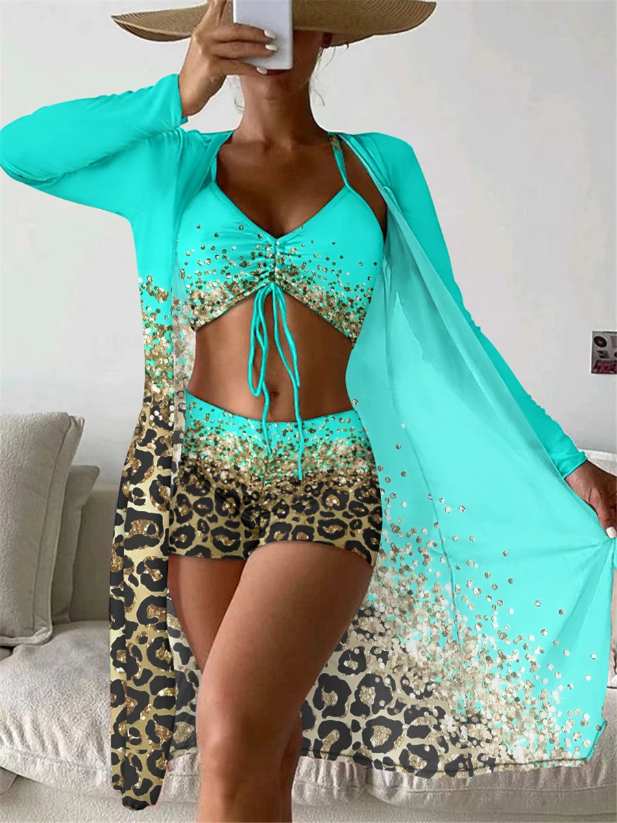 2 Piece Floral Print Bodysuit With Beach Skirt 2023 Women Padded Bikinis Swimwear Female Bathing Swimming Suit Summer Beachwear