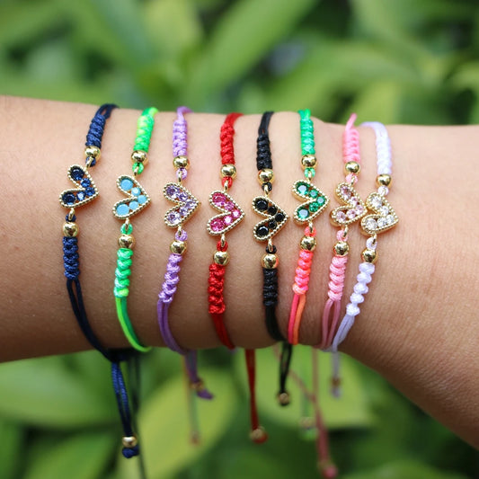 10PCS, Heart Shaped Love Rainbow Braided Bracelet Simple Trendy Ladies Thread Jewelry Gift Summer Charm Rope Cords Bracelets New