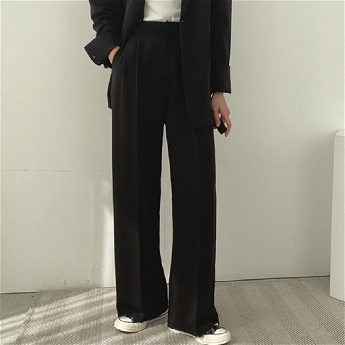 2025 Autumn New Women's Clothing Suit Jacket Casual Pants Set Wide Leg Suit Pants Elegant Office Lady Business Suit Set Blazers