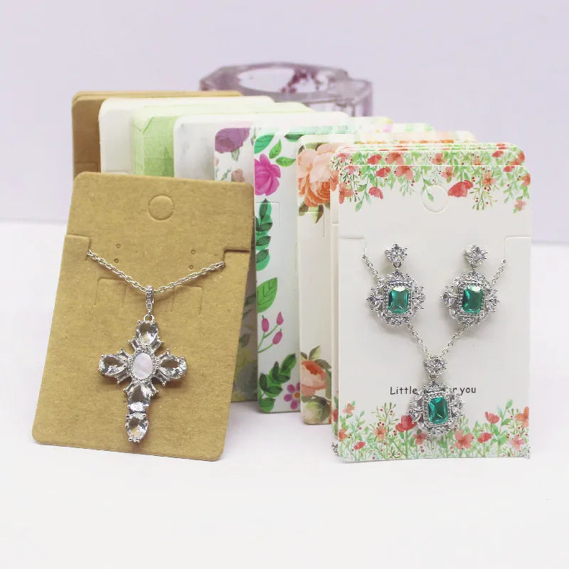 Hot sale 50Pcs Multi-Style Jewelry set package Card 6*9cm Flower/ marbling design necklace earring pendant package card