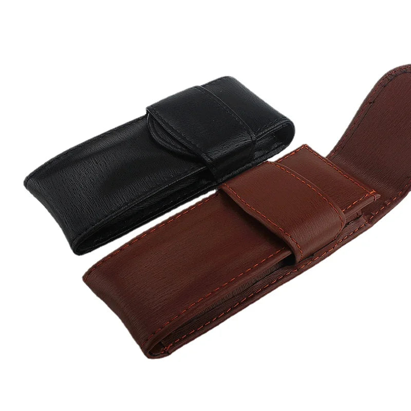 Vintage PU Leather Pencil Bag Fountain Pen Stationery Holder Protective Cover Office School Supplies Retro Pen Torage Case