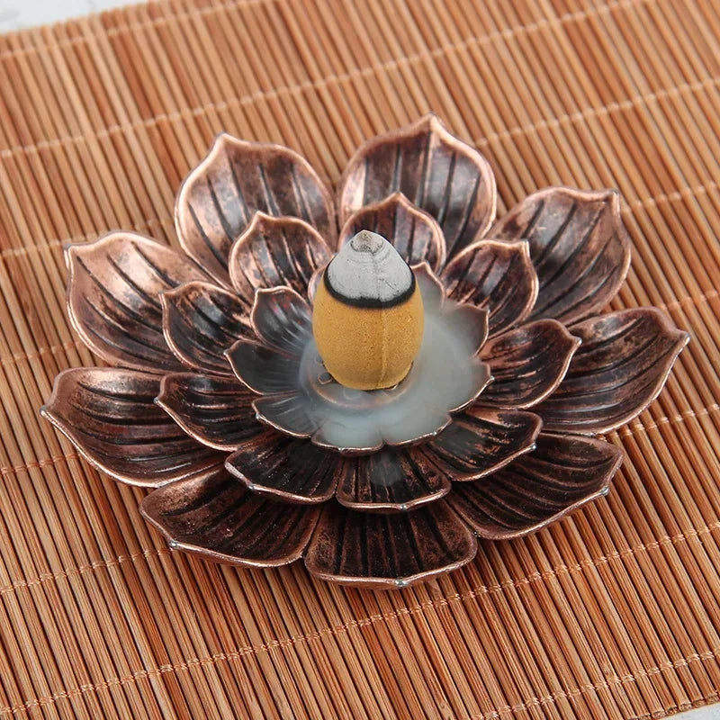 Incense Stick Holder Alloy Lotus Line Incense Burner Yoga Sage Sandalwood Coil Base Bronze Crafs Home Decor Christmas Gift
