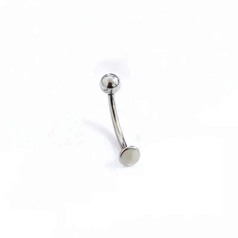 1 Pcs Both End Internal Thead G23 Titanium 14g 6-14mm Belly Button Stud Round  Ball Flat Base Suspension Belly Button Ring Pierc