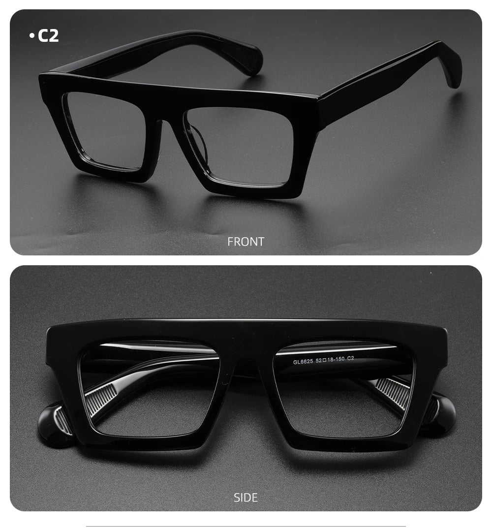 Classic Thick eyeglasses male acetate frame Clear Lens Glasses for Women Men Sunglasses UV Protection Hand-Crafted Eyewear Frame