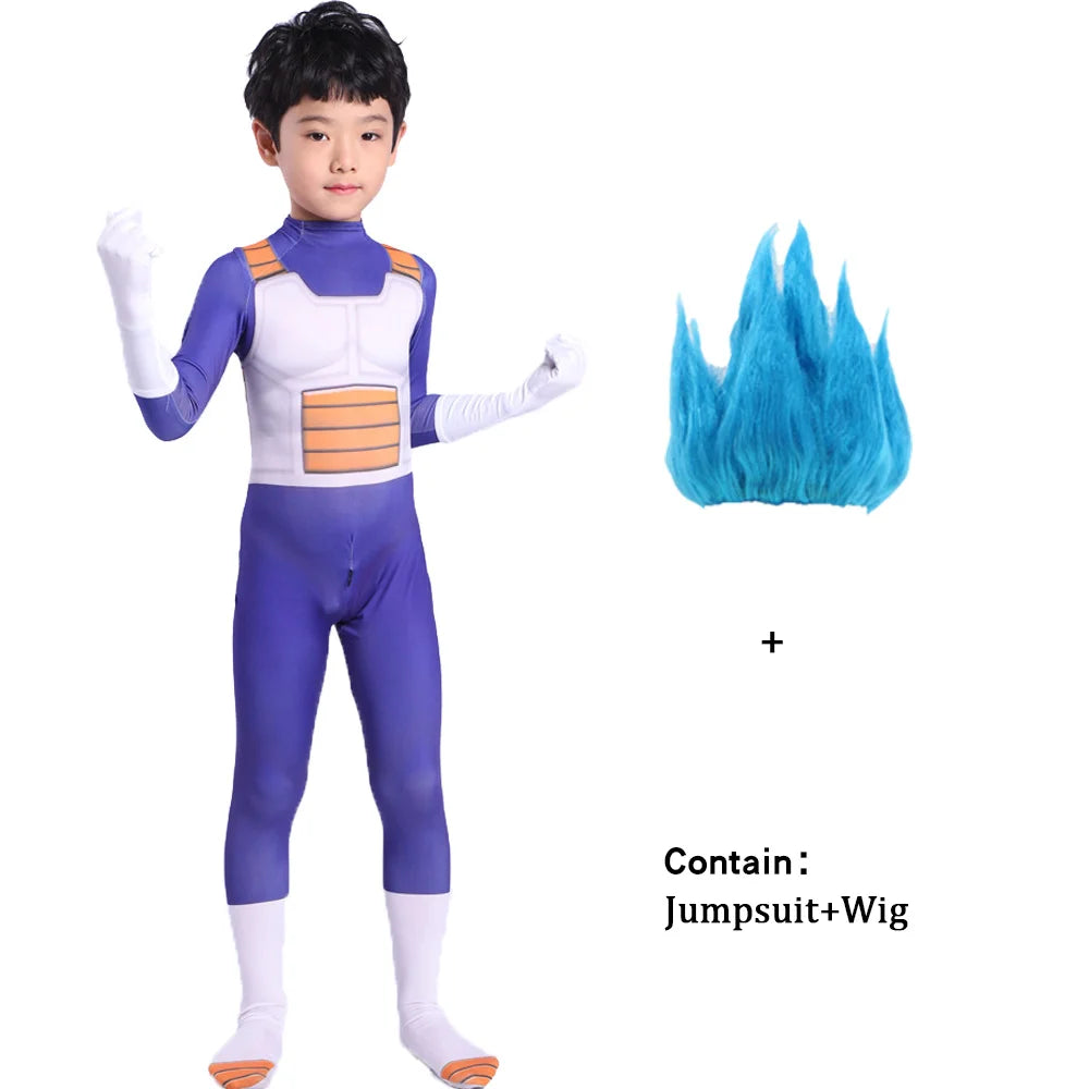 Adult Kids Z Vegeta Cosplay Costume Jumpsuit Vest Fantasia Outfits Disfras Vegeta Clothes Halloween Carnival Party Disguise Suit