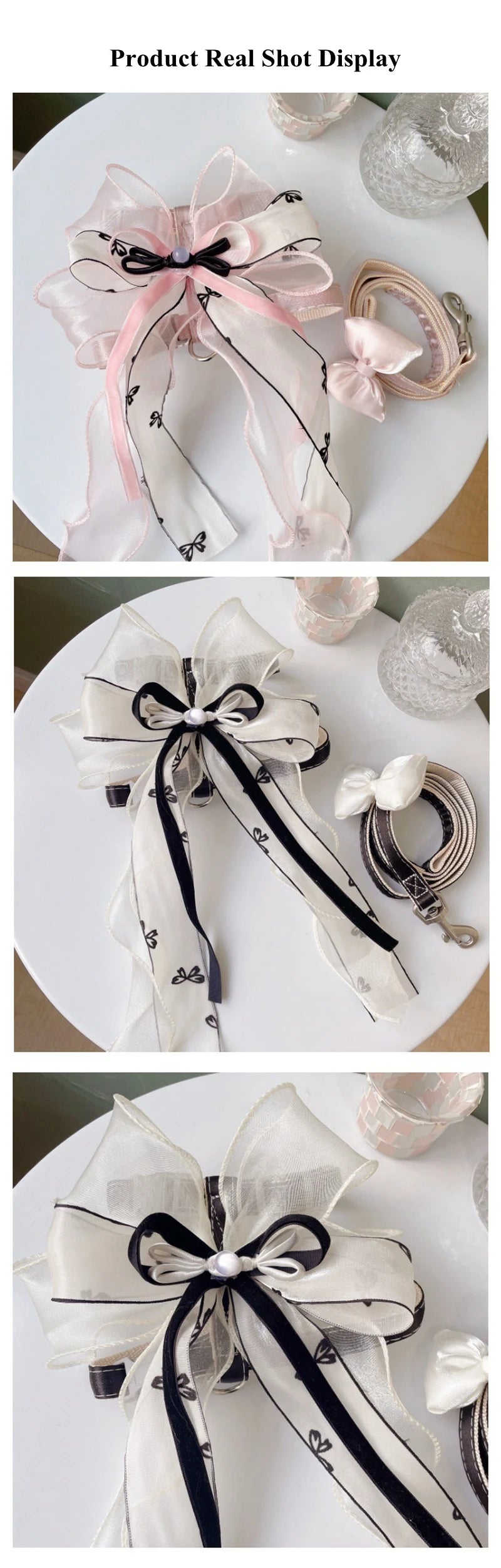 New Pet Cat Dog Traction Suit Fashion Luxury Flowers Bow lace Chest Back Traction Rope Advanced Flower Clothes Dog Walking Rope