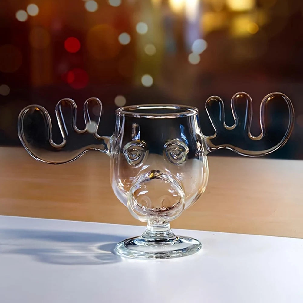 240ml 8oz Elk Wine Glass Cocktail Juice Cup Reindeer Mug Wine Beer Water Milk Whiskey Glasses Drinkware Shot Cups Christmas Gift