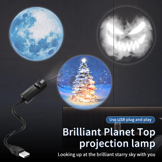 USB Led Night Light Moon Lamp Halloween Christmas Decoration Holiday Ornaments for Bedroom Ceiling Wall Projector Party Lighting